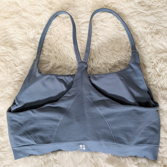 NWOT Sweaty Betty London Light Baby Blue Padded Sports Bra, large, racerback - Picture 4 of 7